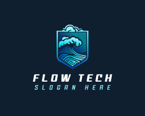 Tsunami Wave Cloud logo design