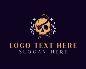 Skeleton - Wild Snake Skull logo design