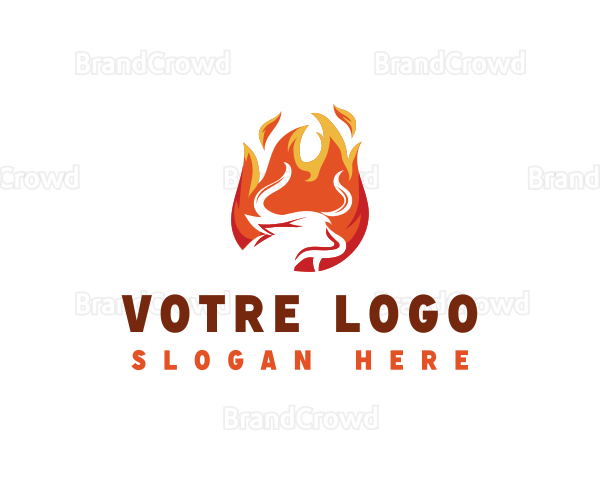 Fire Grilling Cow Logo