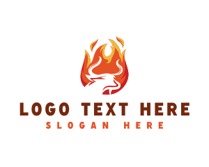 Food - Fire Grilling Cow logo design