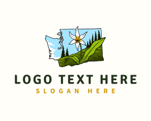 Map - Washington Botanical Flower logo design