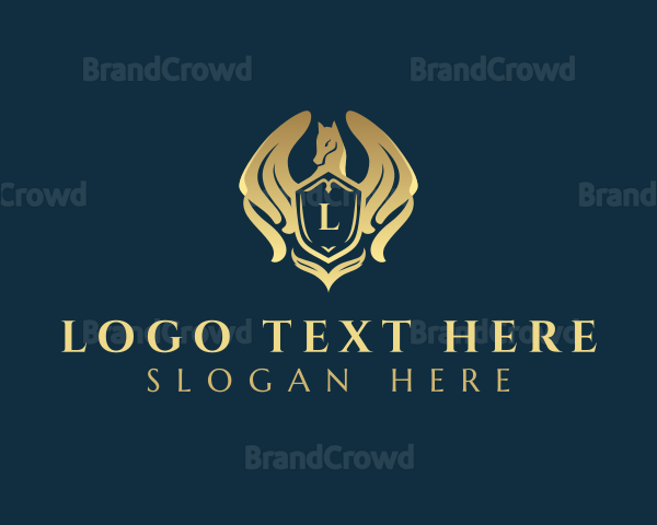 Elegant Pegasus Shield Logo