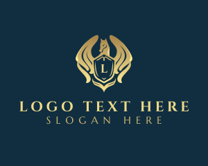 Equine - Elegant Pegasus Shield logo design