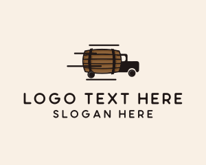 Wooden - Barrel Delivery Truck logo design