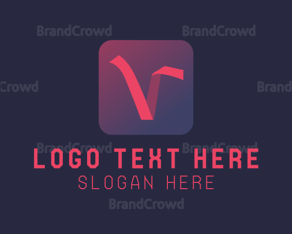 Gradient Ribbon Business Letter V Logo