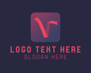 Gradient Ribbon Business Letter V Logo