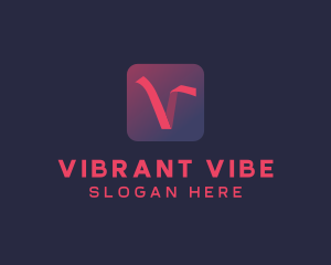 Gradient Ribbon Business Letter V logo design