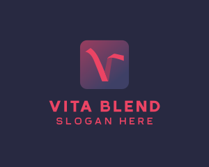 Gradient Ribbon Business Letter V logo design