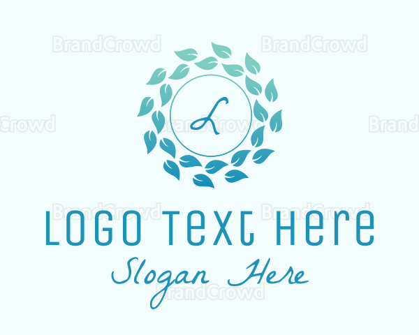Blue Leaf Letter Logo
