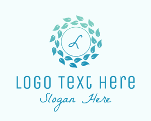 Aesthetic - Blue Leaf Letter logo design