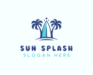 Beachwear - Palm Tree Beach Surfing logo design