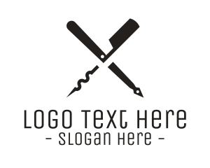 Corkscrew - Monochromatic Cutting Tools logo design