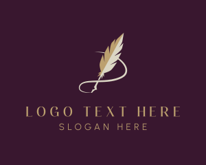 Poem - Luxury Feather Quill logo design