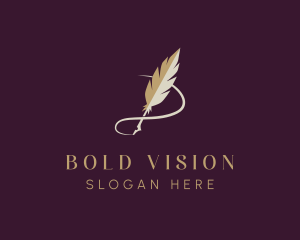 Luxury Feather Quill  logo design