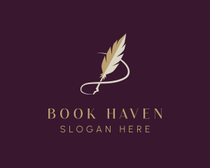 Bookstore - Luxury Feather Quill logo design