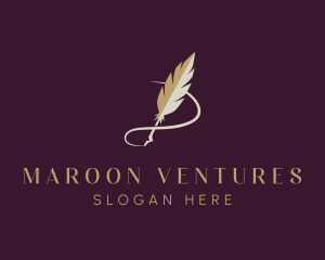 Luxury Feather Quill  logo design