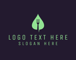 Negative Space - Leaf Fork Vegan Food logo design