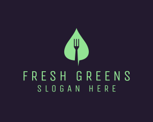 Salad - Leaf Fork Vegan Food logo design