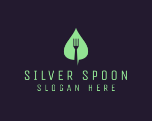 Utensil - Leaf Fork Vegan Food logo design