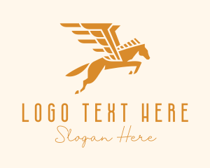 Horse - Golden Winged Horse logo design