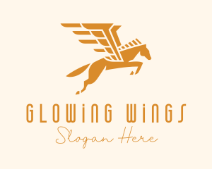 Golden Winged Horse logo design