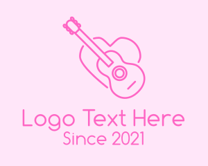 Simplistic - Pink Guitar Heart logo design
