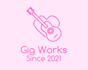 Gig - Pink Guitar Heart logo design