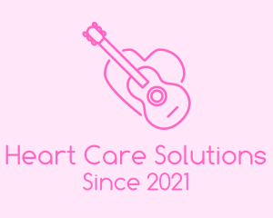 Pink Guitar Heart logo design