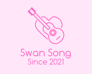 Pink Guitar Heart logo design