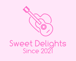 Pink Guitar Heart logo design