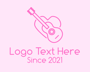 Instrument - Pink Guitar Heart logo design