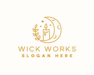 Wick - Candle Moon Light logo design