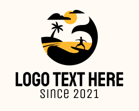 Island - Island Surfing Sunset logo design