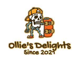 Ollie - Skeleton Skater Tattoo logo design