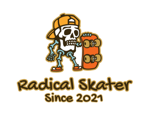 Skater - Skeleton Skater Tattoo logo design