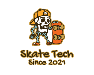 Kickflip - Skeleton Skater Tattoo logo design