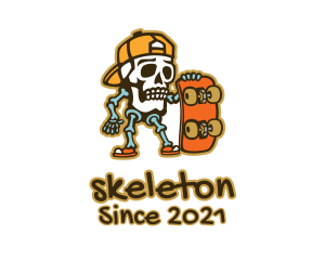 Skeleton Skater Tattoo logo design