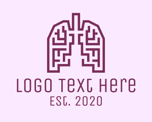 Respiratory System - Violet Respiratory Lungs Labyrinth logo design