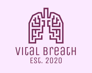 Breathing - Violet Respiratory Lungs Labyrinth logo design