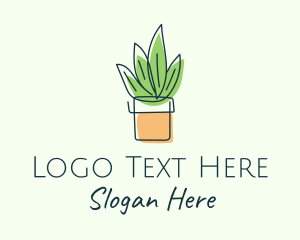 Home Garden - Simple Plant Line Art logo design