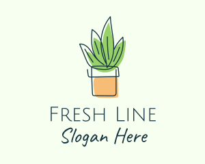 Simple Plant Line Art logo design