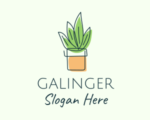 Simple Plant Line Art logo design