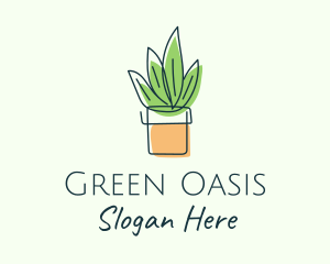 Succulent - Simple Plant Line Art logo design