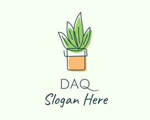 Simple Plant Line Art logo design