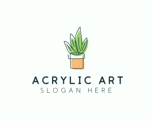 Plant Line Art logo design