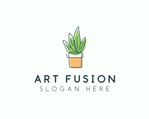 Plant Line Art logo design