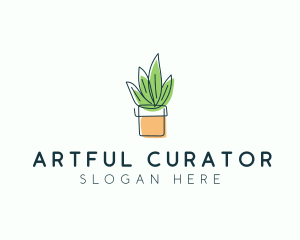 Plant Line Art logo design