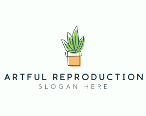 Simple Plant Line Art logo design