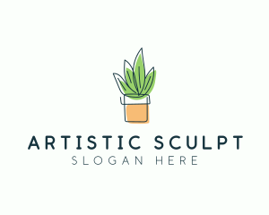 Plant Line Art logo design