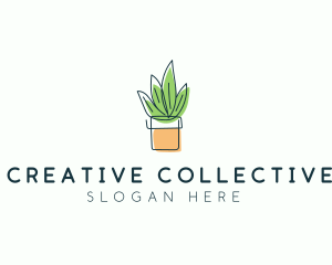 Plant Line Art logo design